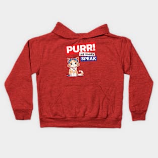 Celebrate Freedom: Cute Cat for Patriotic Purr-fection! Kids Hoodie